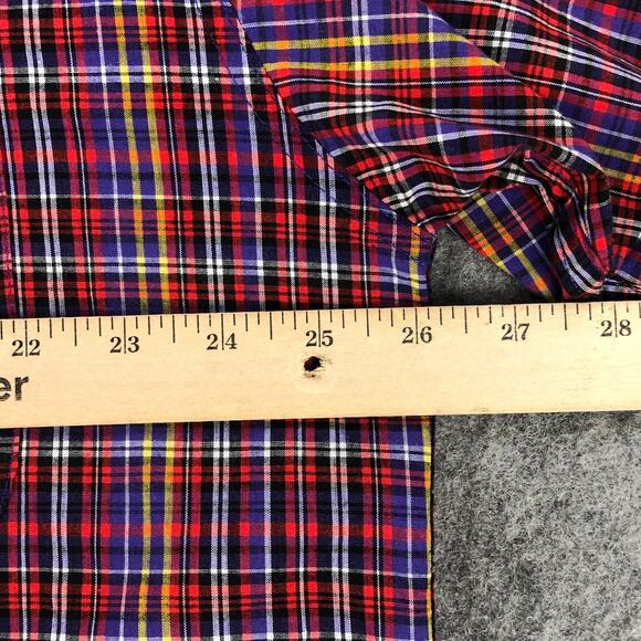 Cinch Mens Button Down Shirt Large Red Multicolor Plaid Short Sleeve Pocket - Picture 8 of 10
